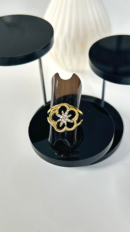 Bague Anti-Stress VÉLIA – Dorée Fleur Noire