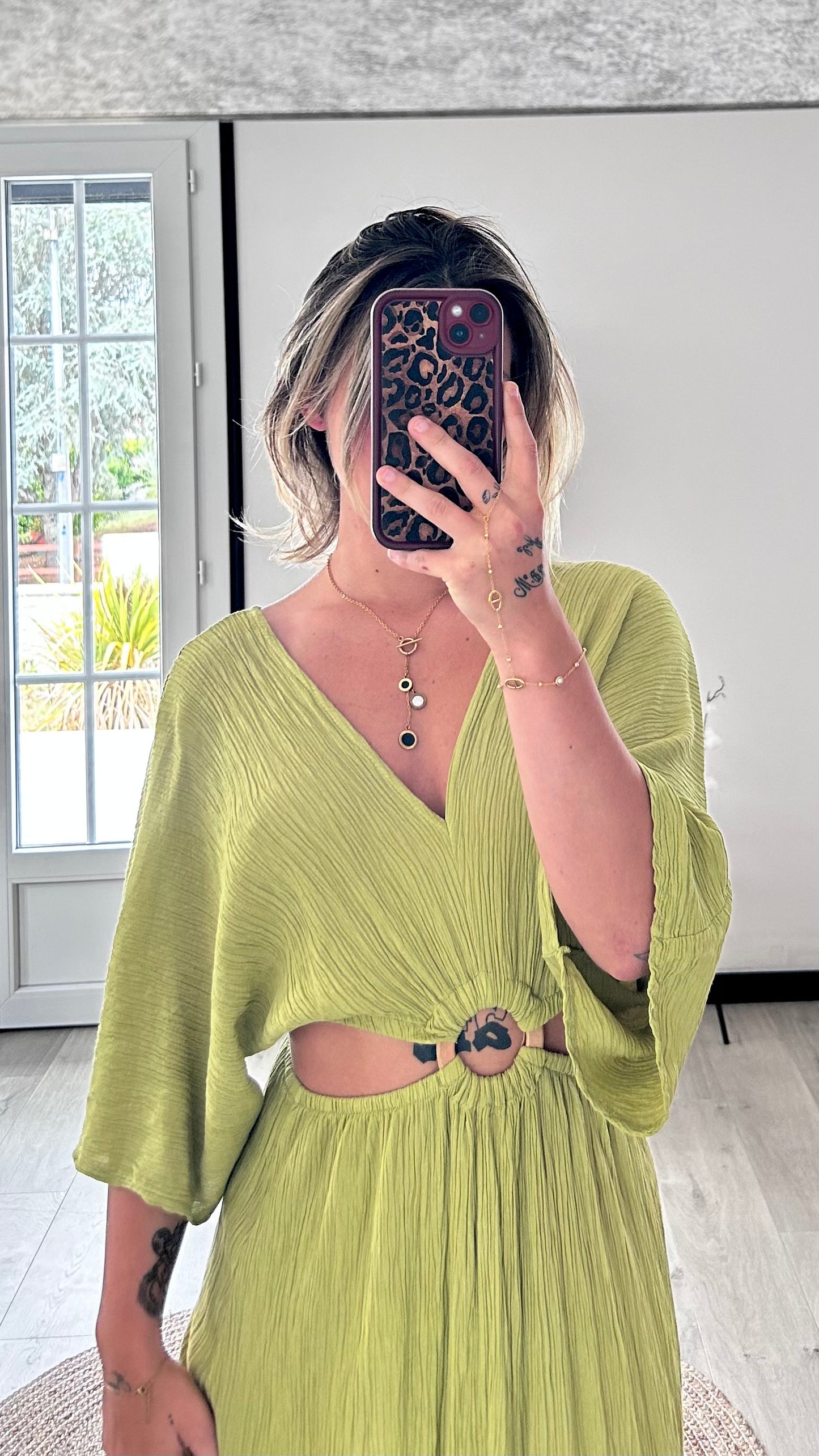 Robe Longue ÉLIA – Vert olive clair