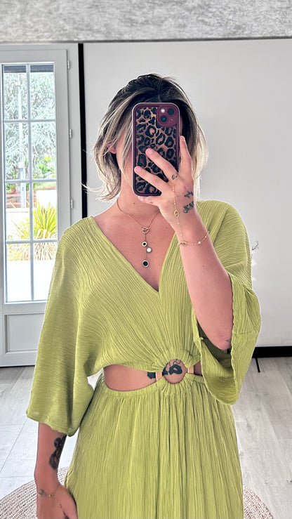 Robe Longue ÉLIA – Vert olive clair