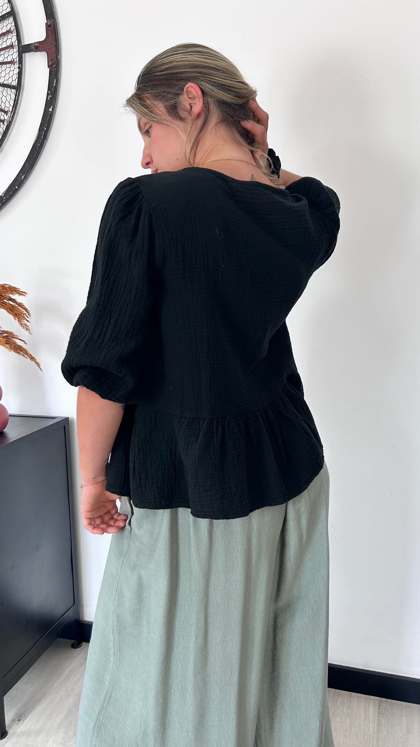 Blouse Gaze de Coton MAIA – Noir