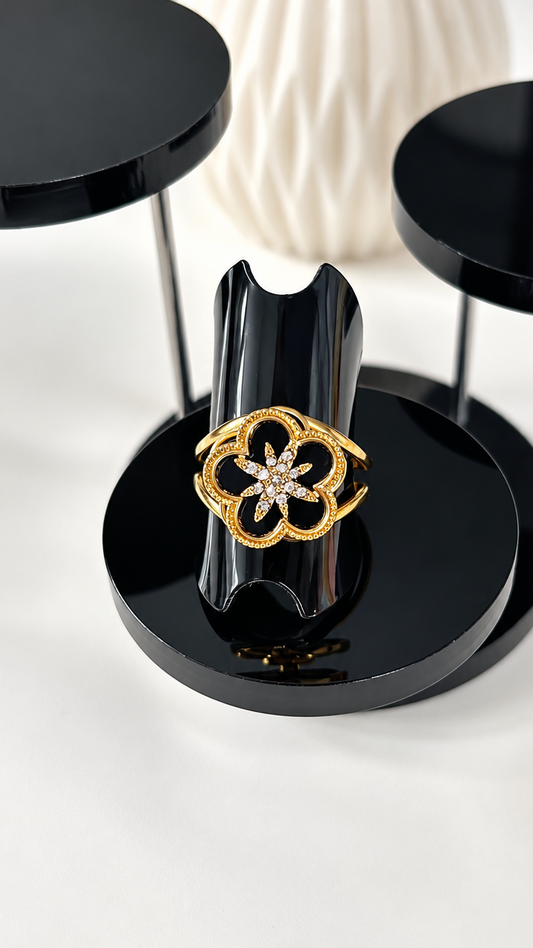 Bague Anti-Stress VÉLIA – Dorée Fleur Noire