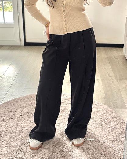Pantalon Fluide Large - Noir Intemporel