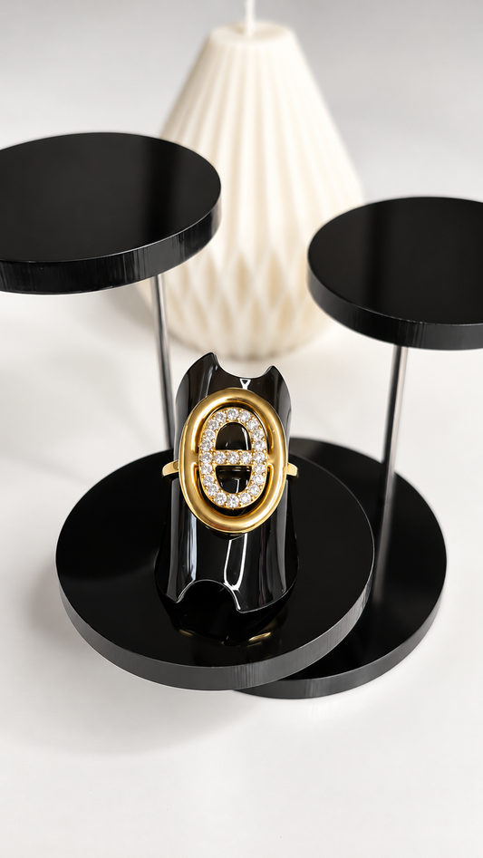 Bague HALO – Dorée Maille Marine