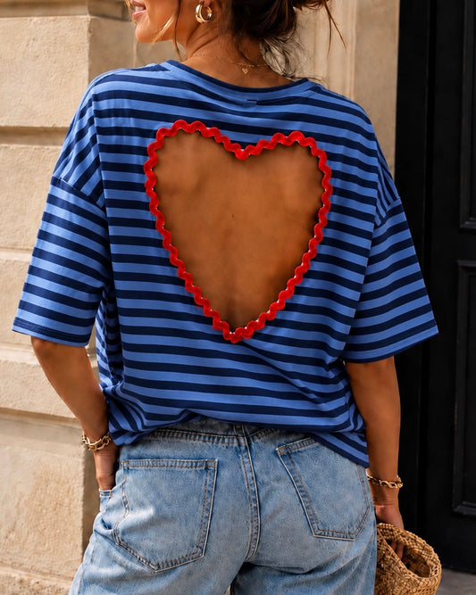 T-shirt Rayé Cœur SUNNY – Bleu