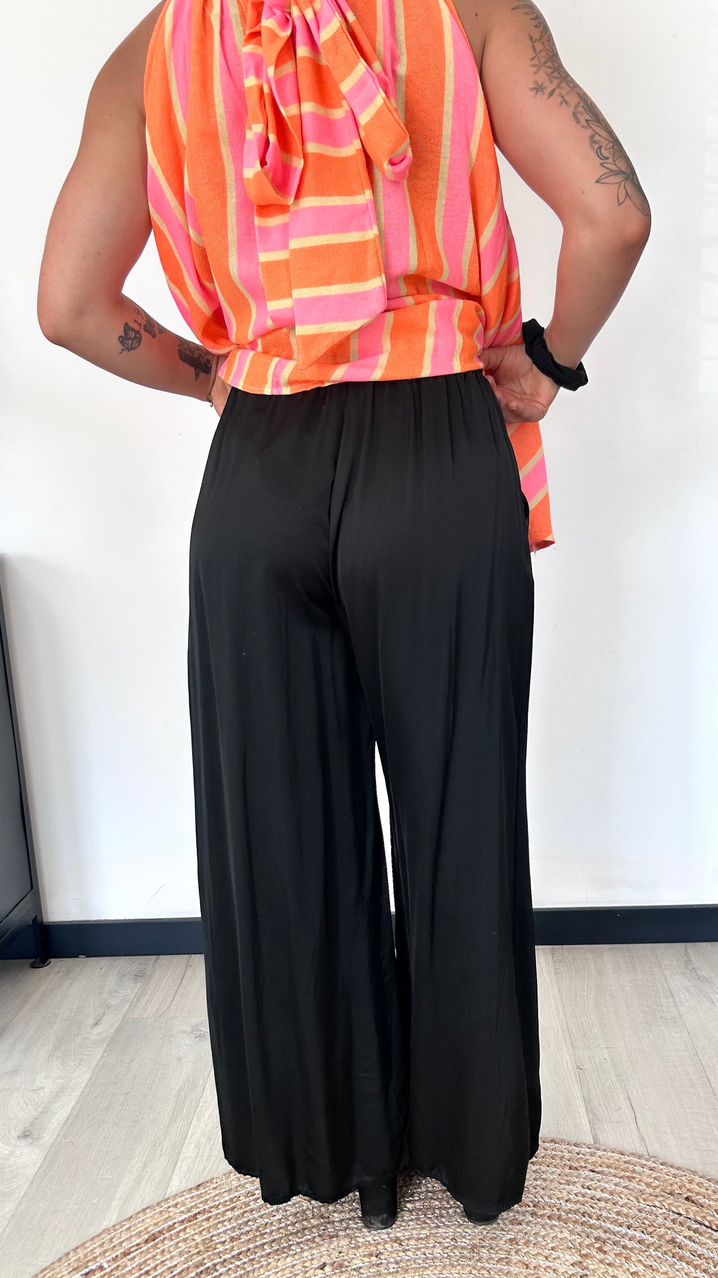 Palazzo Large Satiné GINA – Noir