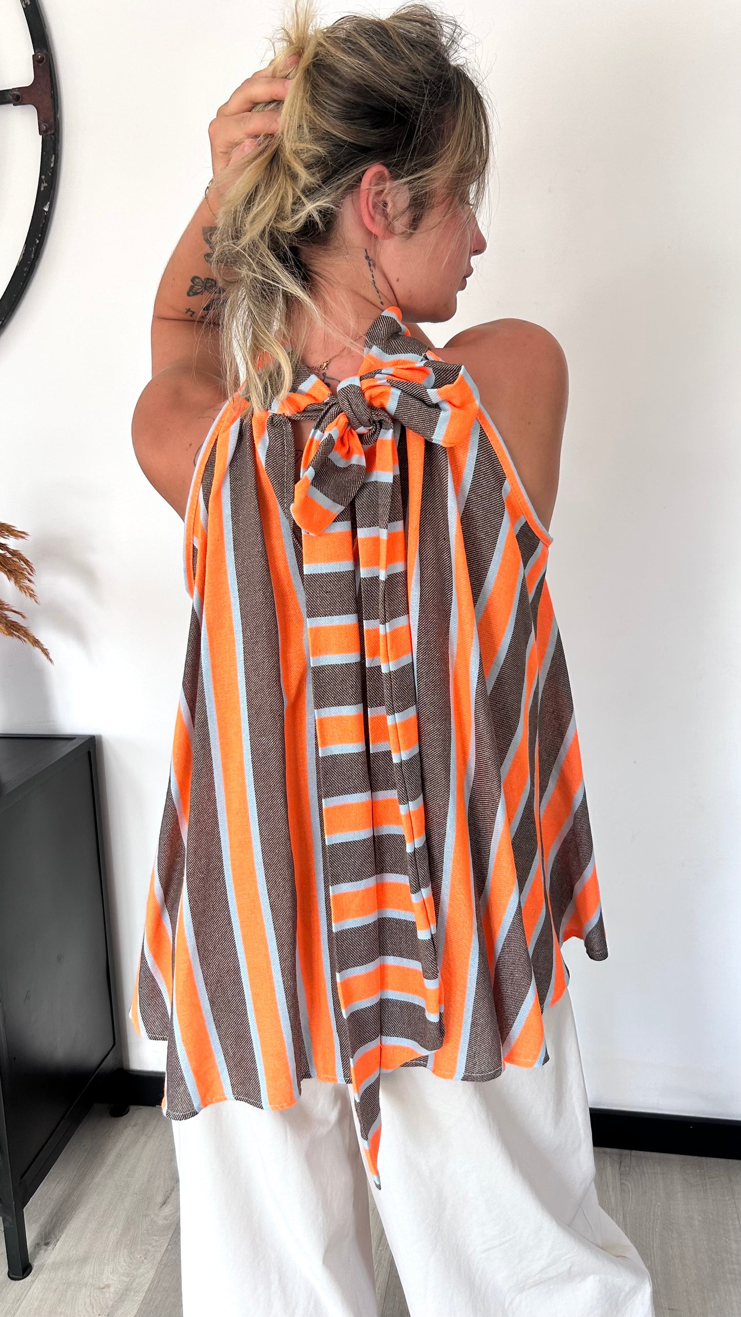 Top Dos Noué HAVA – Taupe & Orange