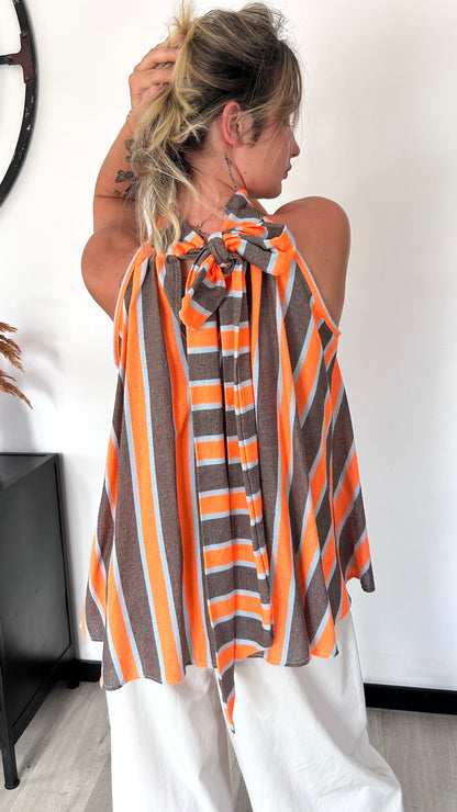Top Dos Noué HAVA – Taupe & Orange