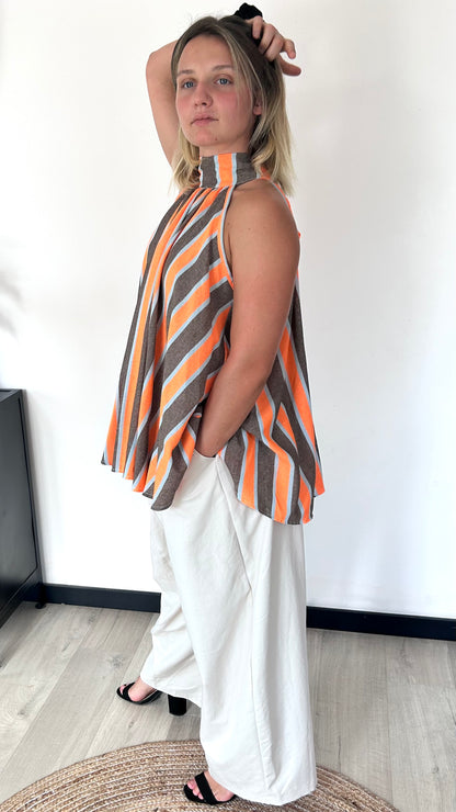 Top Dos Noué HAVA – Taupe & Orange