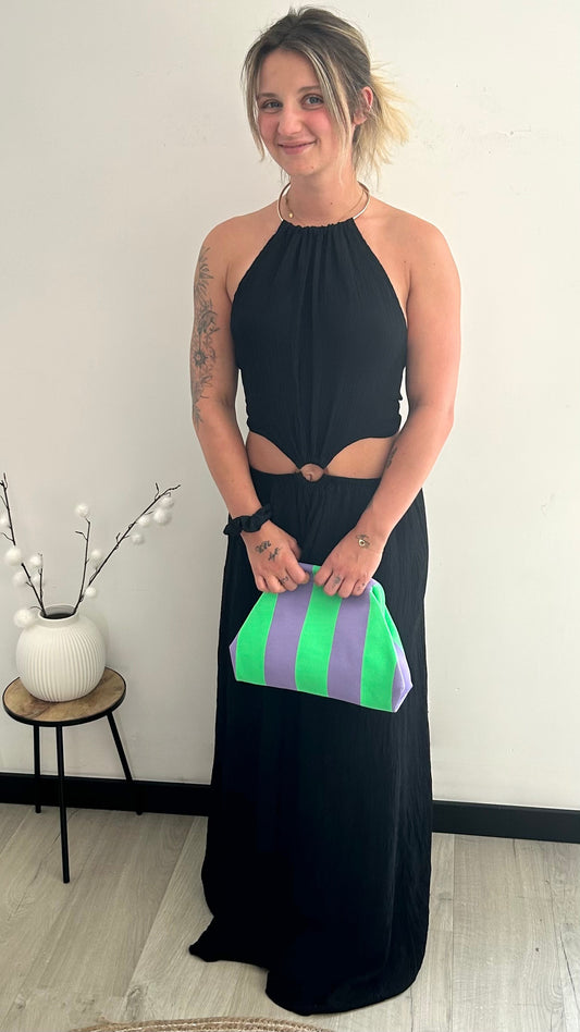 Robe Longue Dos Nu AMALIA – Noir