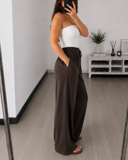 Pantalon Large Gaze de Coton DOLCE – Marron Chocolat