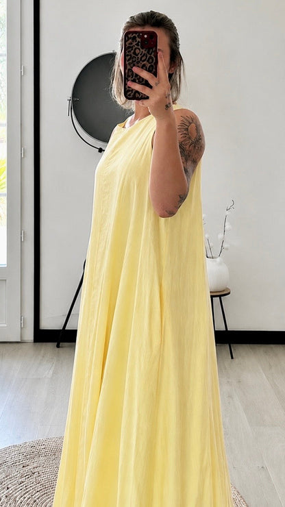 Robe Longue MONA – Jaune Pastel