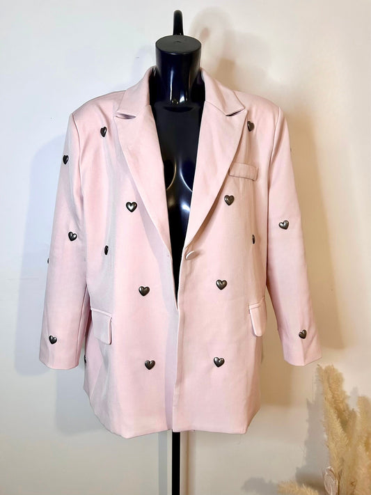 Blazer Structuré Rose Poudré - "Cœurs d’Acier"