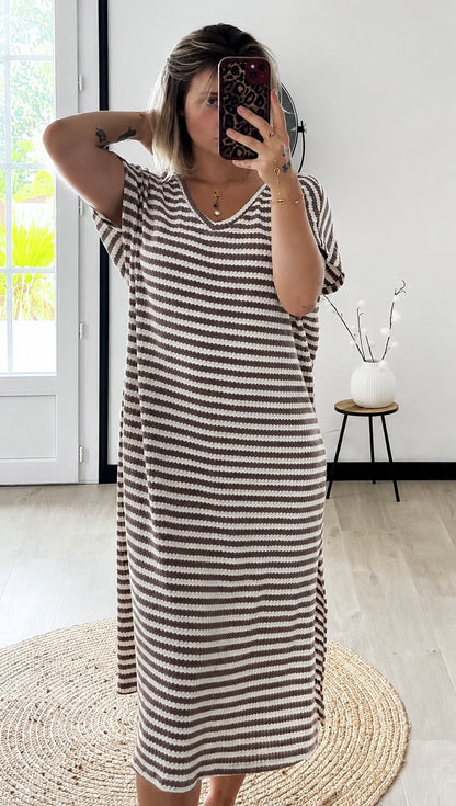 Robe Marinière CLÉA – Taupe