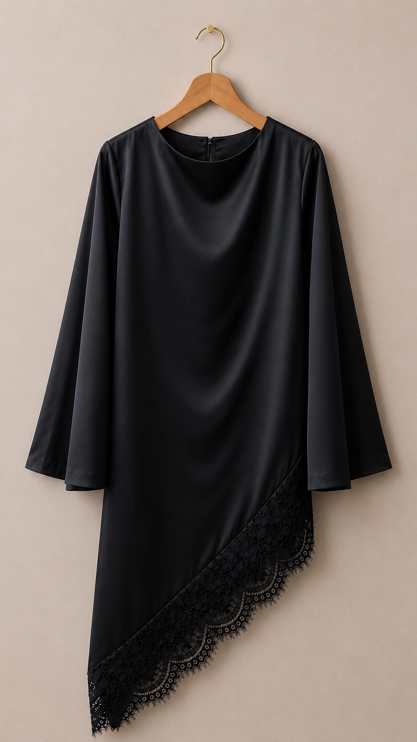 Top Long Asymétrique Dentelle ONYX