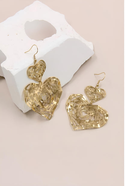 Boucles d'Oreilles Amantine - Cœurs Filigranés Dorés