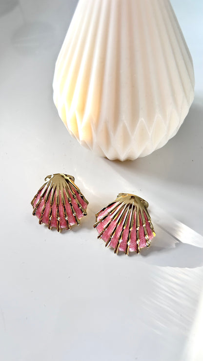 Boucles d’Oreilles CONCHA – Dorées & Blush