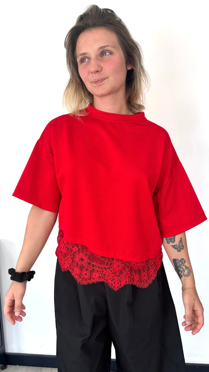 T-shirt Dentelle ROMY – Rouge