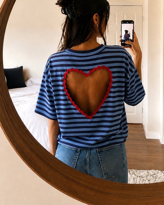 T-shirt Rayé Cœur SUNNY – Bleu