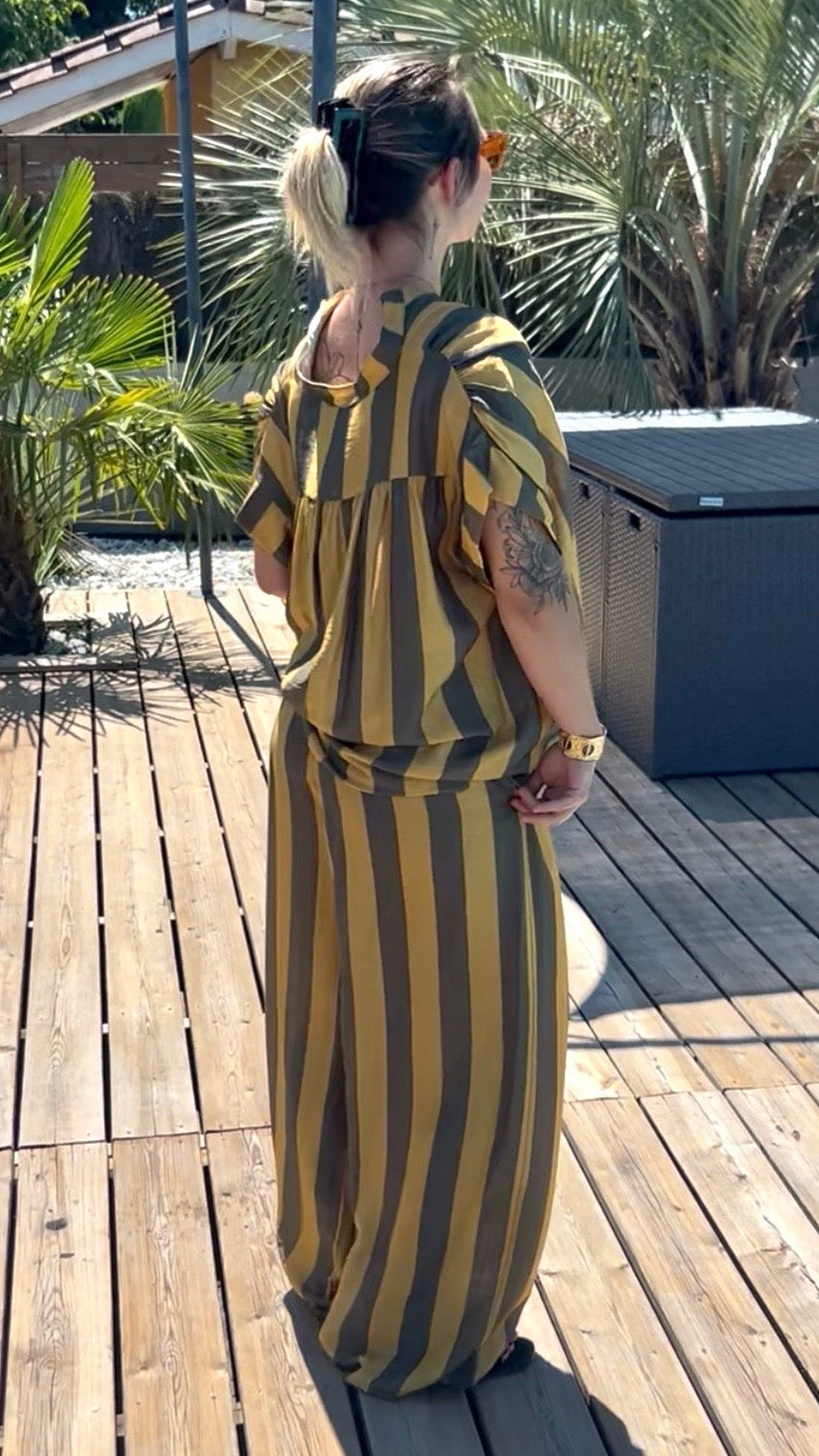 Ensemble Rayé MÉLINE – Kaki & Jaune