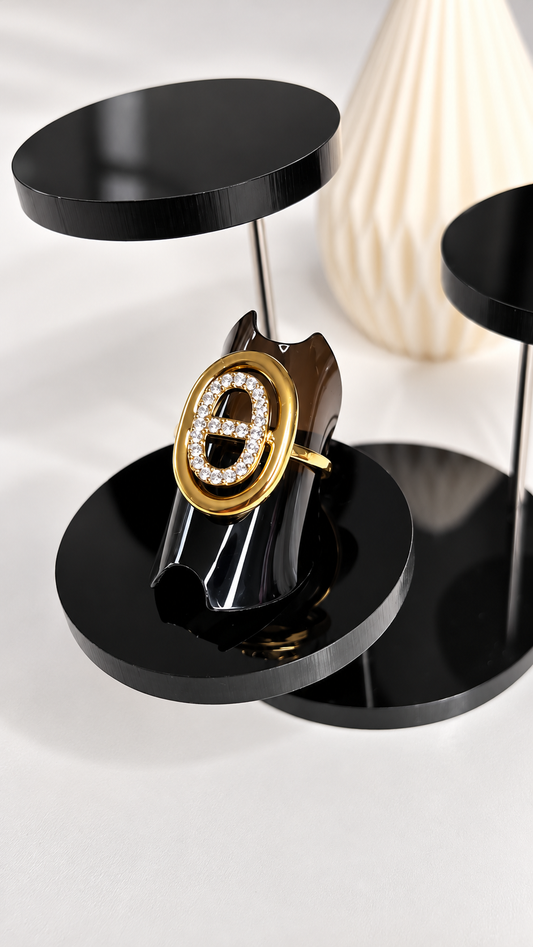 Bague HALO – Dorée Maille Marine