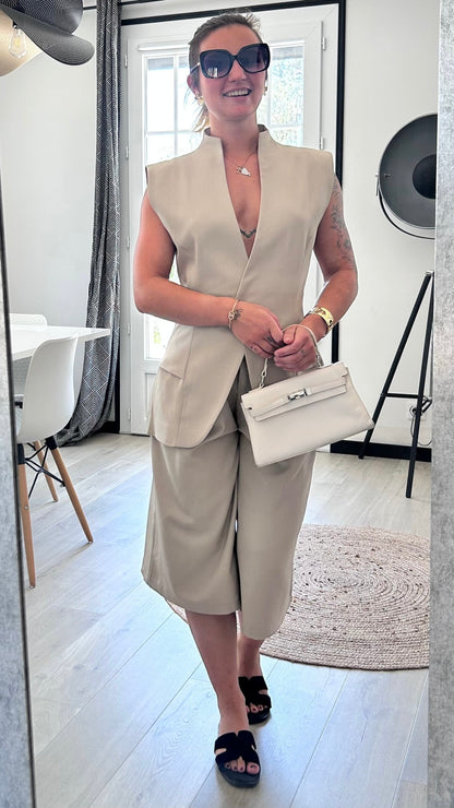 Veste Sans Manches CASSANDRE – Beige
