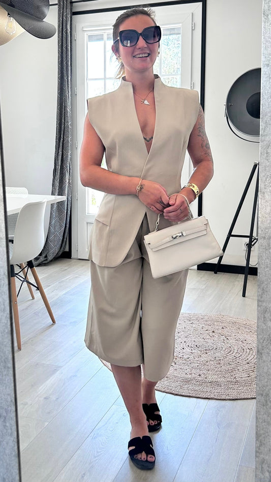 Veste Sans Manches CASSANDRE – Beige