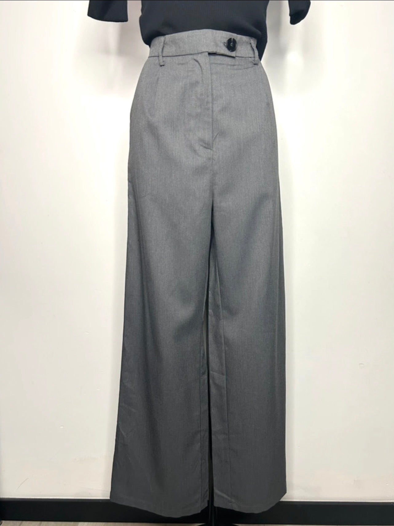 Pantalon de Tailleur Taille Haute - Gris Anthracite