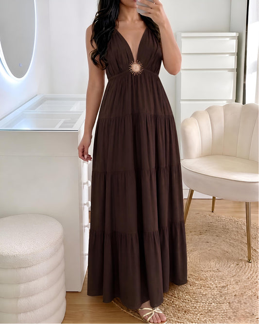 Robe Longue Bohème SOLEIL – Marron Chocolat
