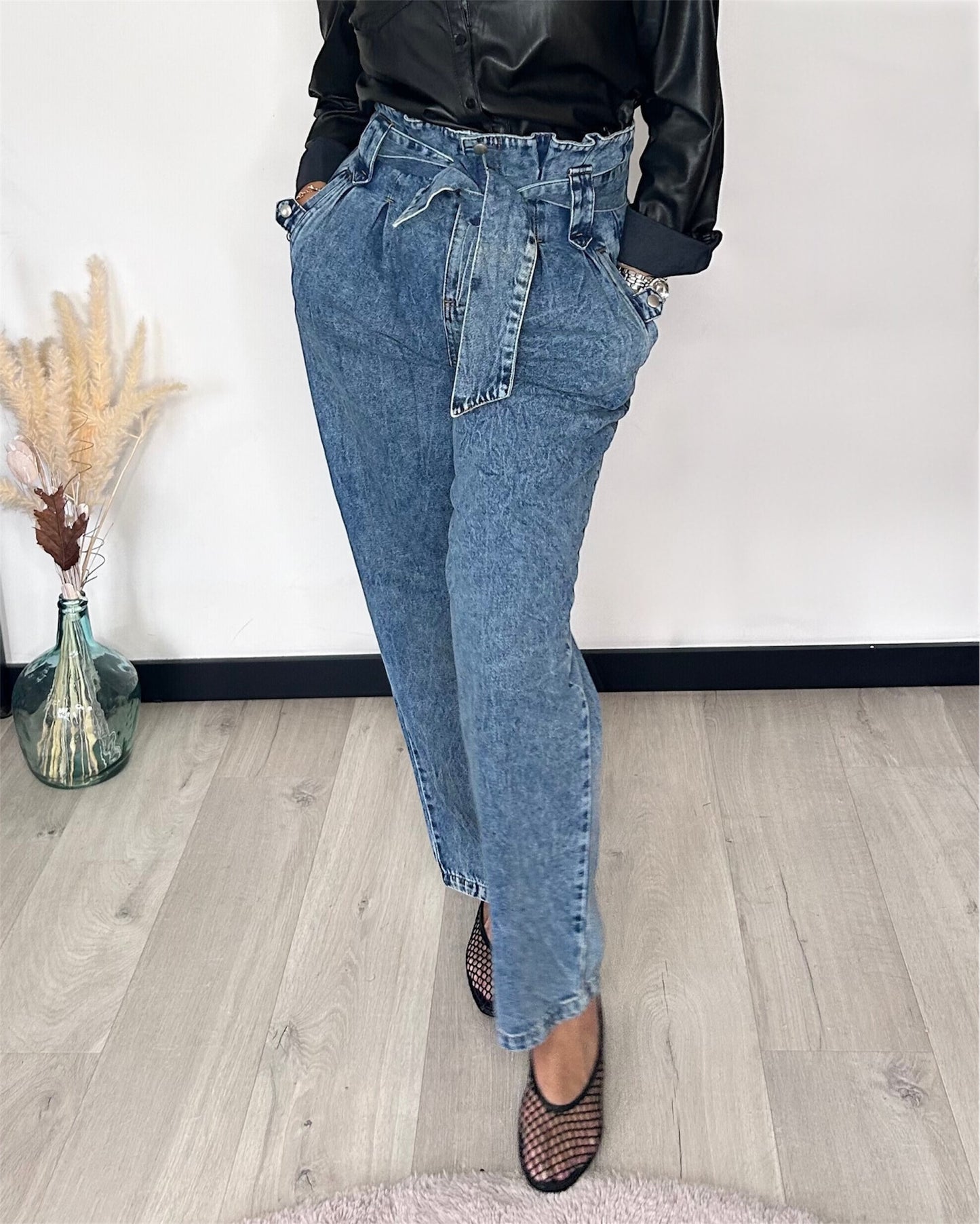 Jean taille haute noué