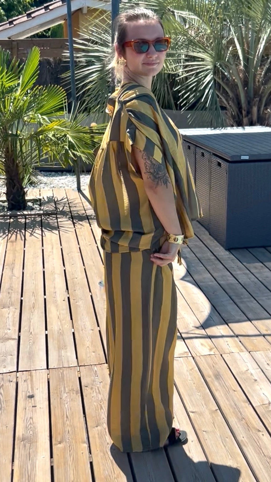 Ensemble Rayé MÉLINE – Kaki & Jaune