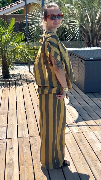 Ensemble Rayé MÉLINE – Kaki & Jaune