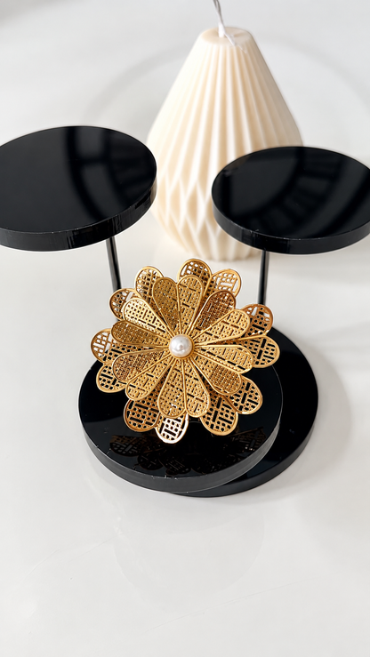 Bague DALIA – Dorée Fleur & Perle