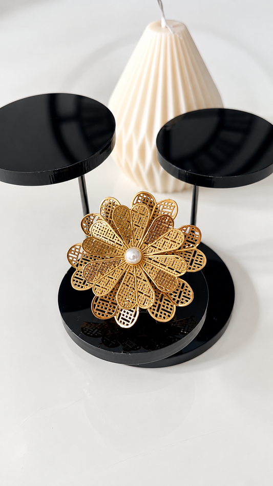 Bague DALIA – Dorée Fleur & Perle