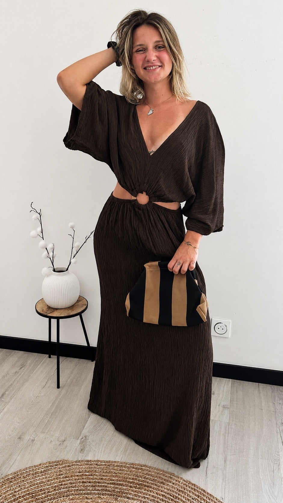 Robe Longue ÉLIA – Chocolat