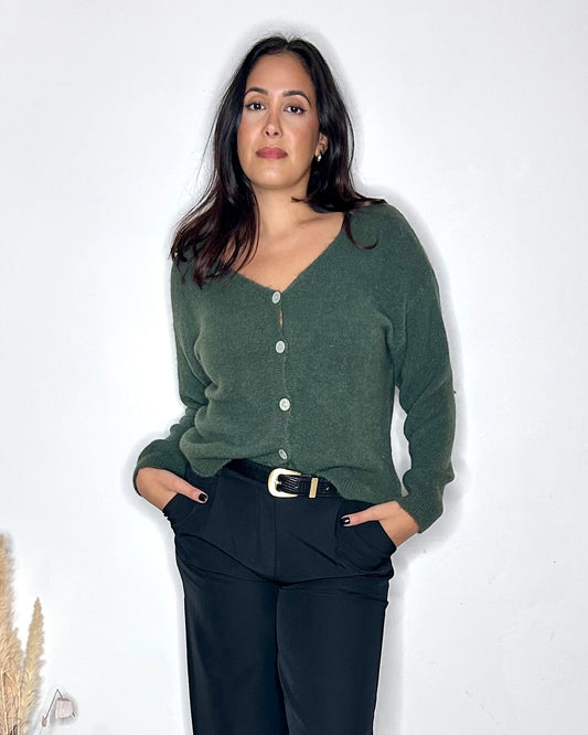 Gilet Douceur en Baby Alpaga - Vert Kaki