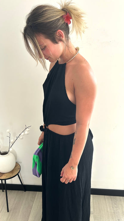 Robe Longue Dos Nu AMALIA – Noir