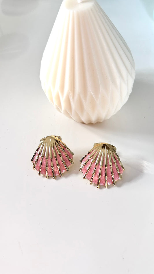 Boucles d’Oreilles CONCHA – Dorées & Blush