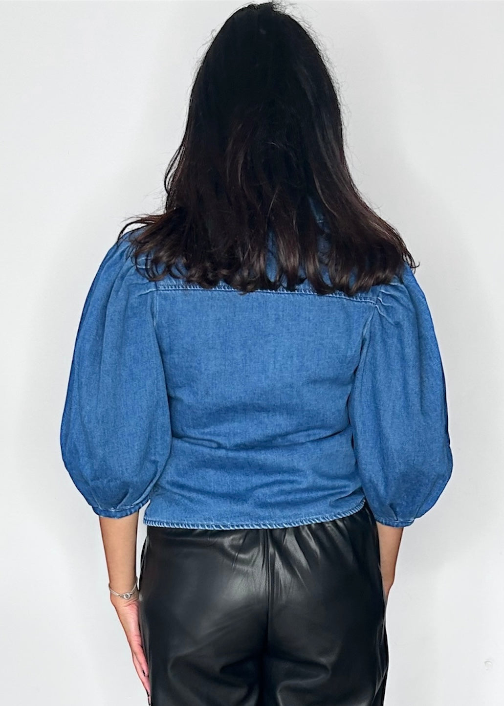 Chemise en Jean à Manches Bouffantes - Denim Medium