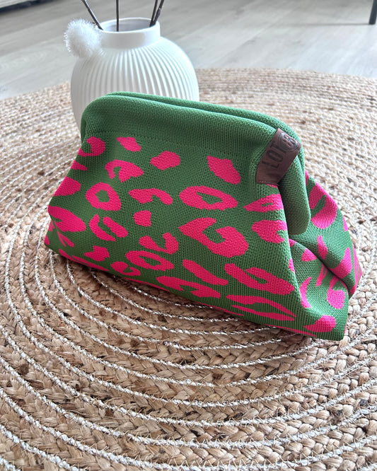 Sac EMMA léopard – Vert & Fushia