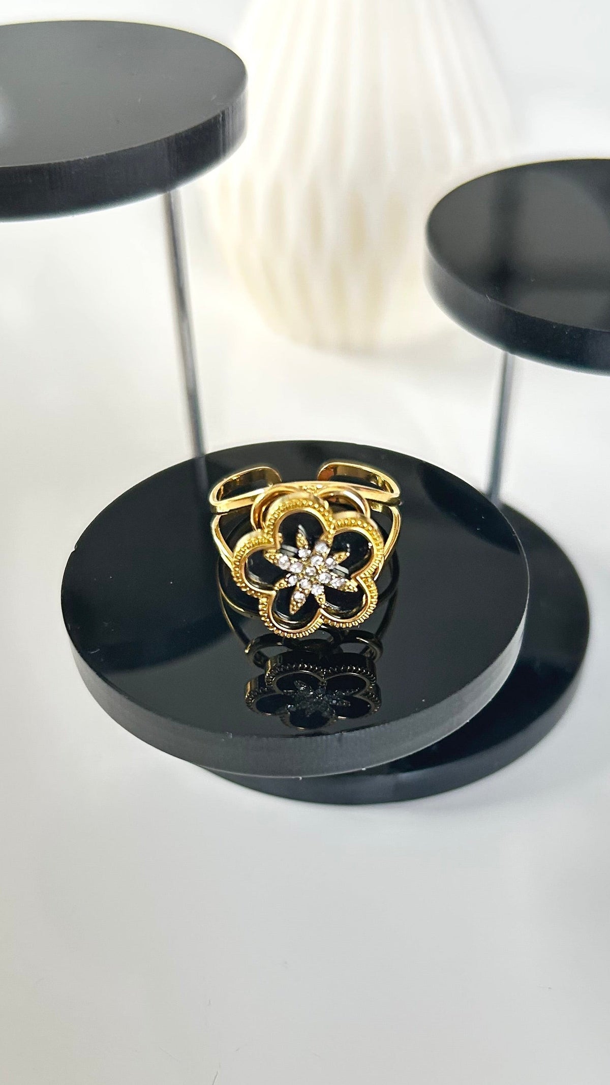 Bague Anti-Stress VÉLIA – Dorée Fleur Noire
