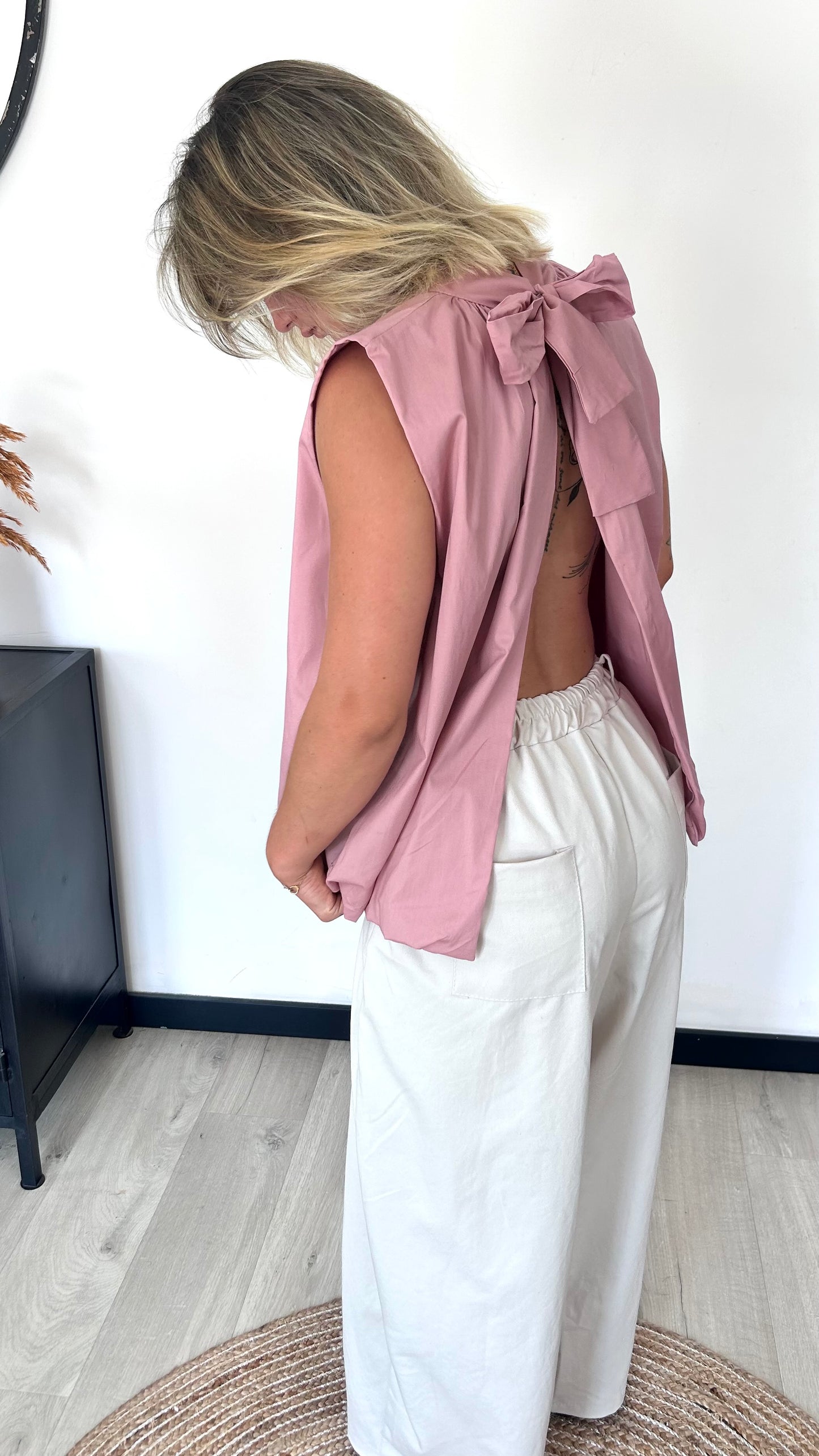 Top Sans Manches NOÉMIE – Rose Poudré