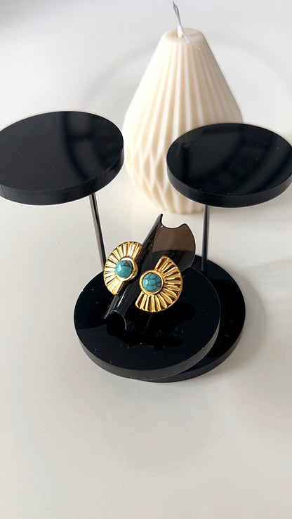 Bague SOLARIS – Dorée & Turquoise