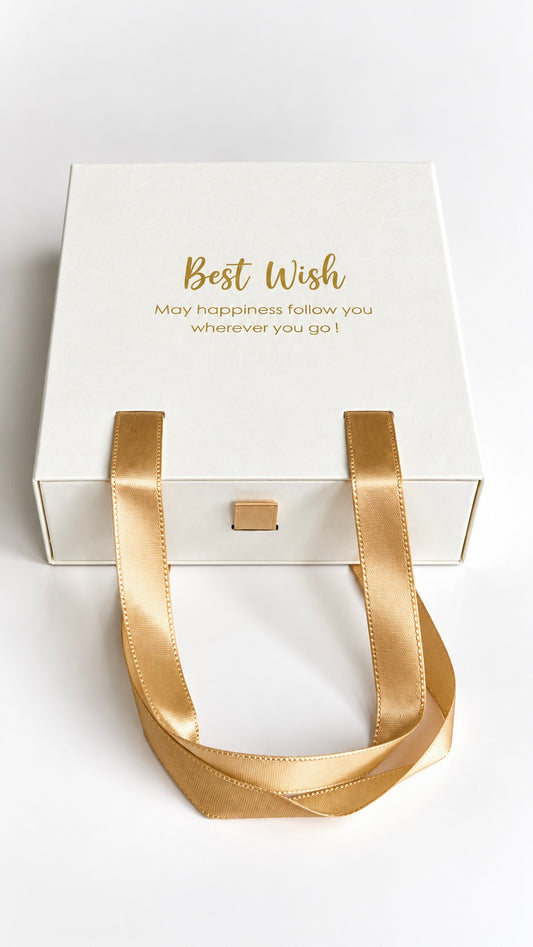Écrin Cadeau pour Bijoux – Blanc & Champagne