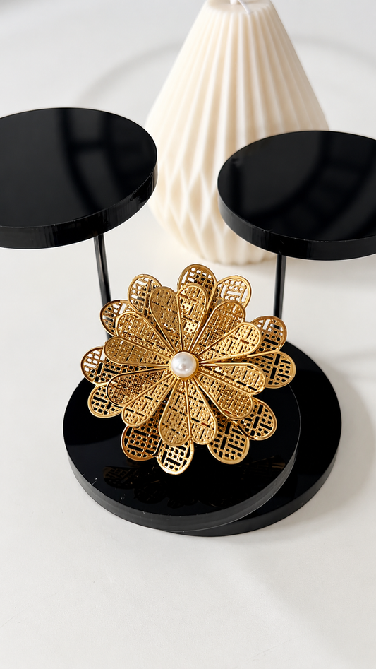 Bague DALIA – Dorée Fleur & Perle