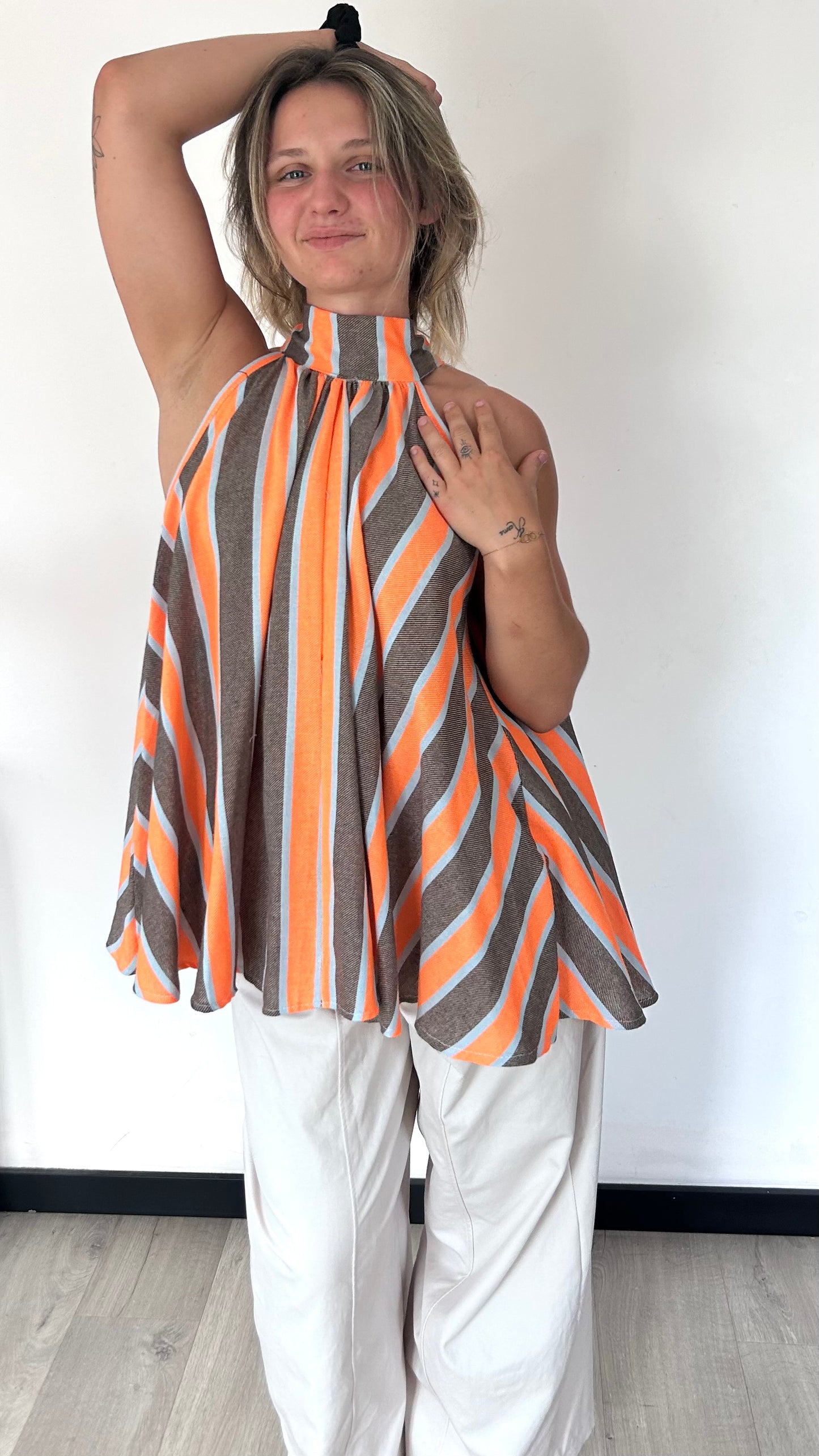 Top Dos Noué HAVA – Taupe & Orange