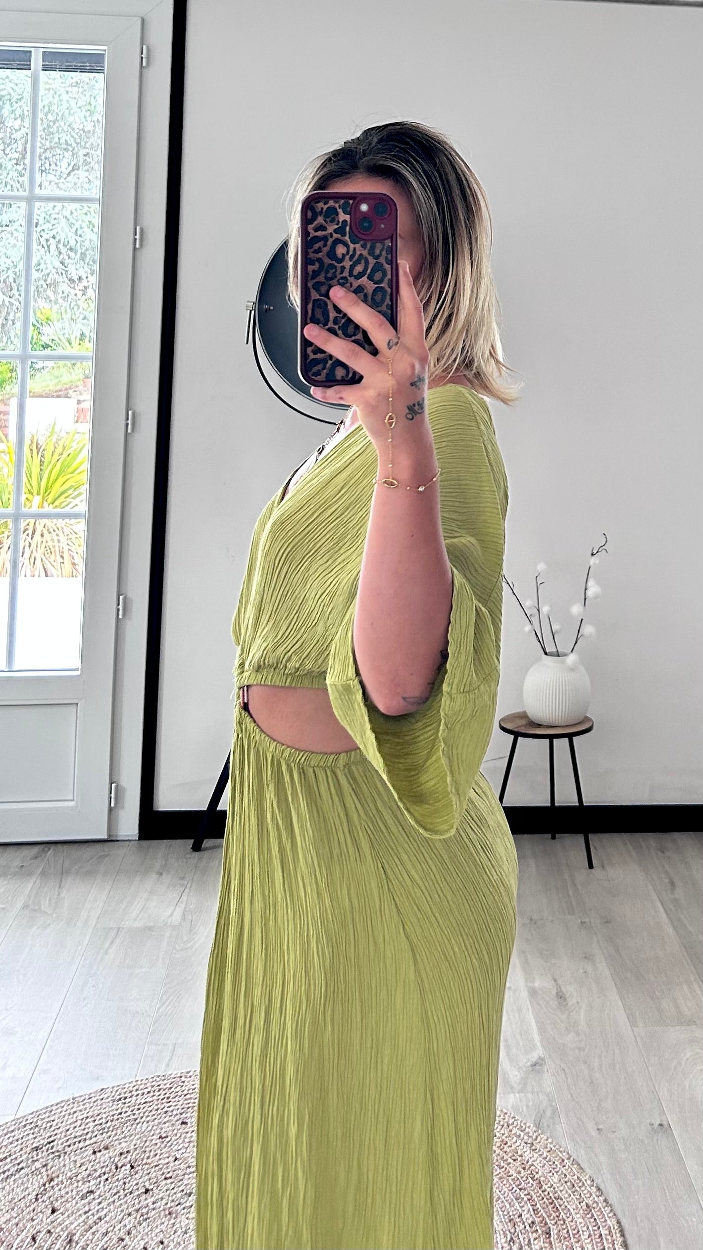 Robe Longue ÉLIA – Vert olive clair