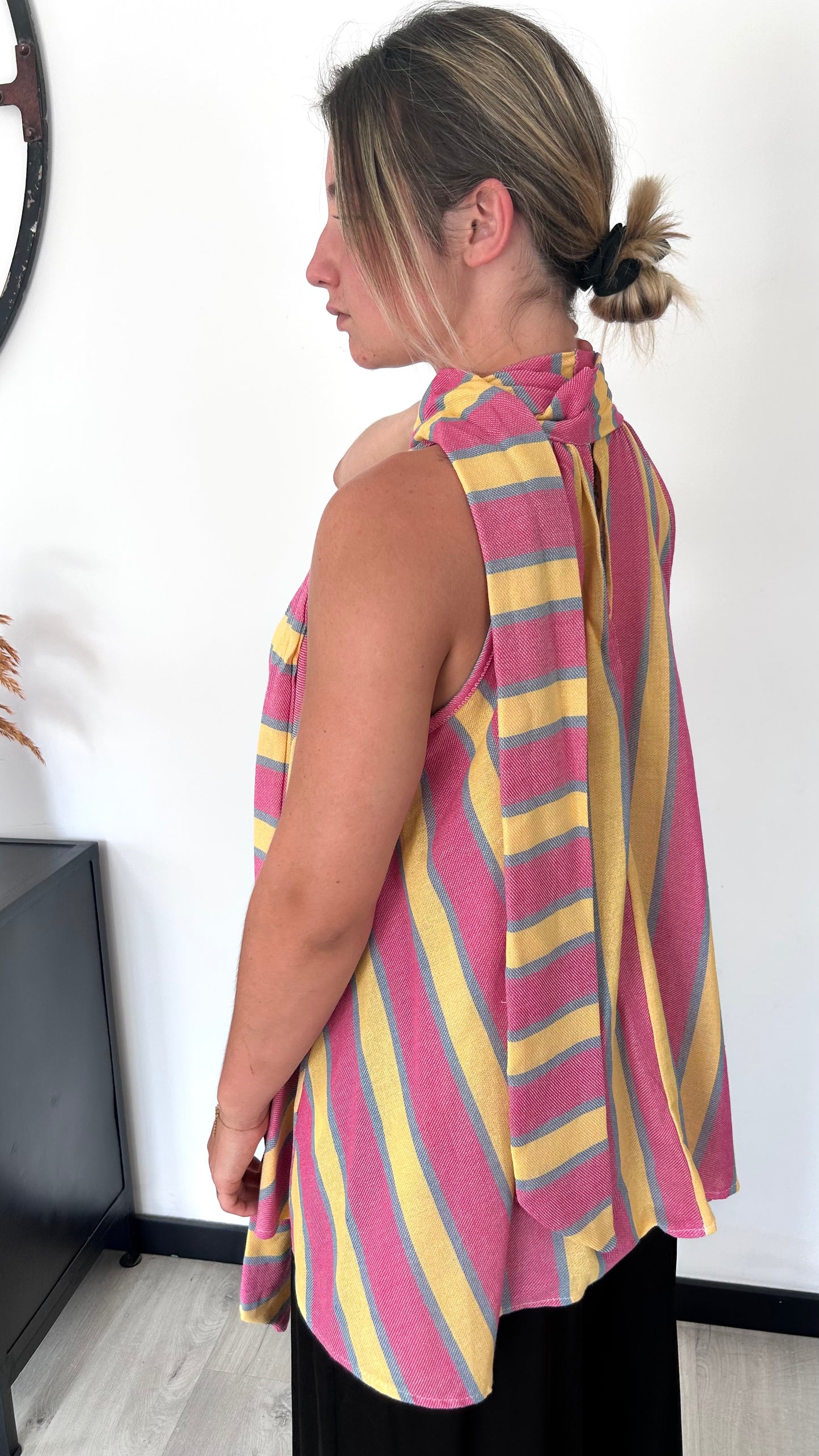 Top Dos Noué HAVA – Rose & Jaune