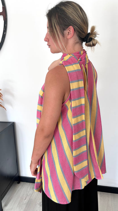 Top Dos Noué HAVA – Rose & Jaune