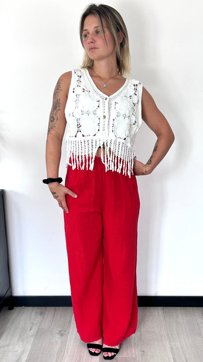 Pantalon Large Gaze de Coton DOLCE – Rouge