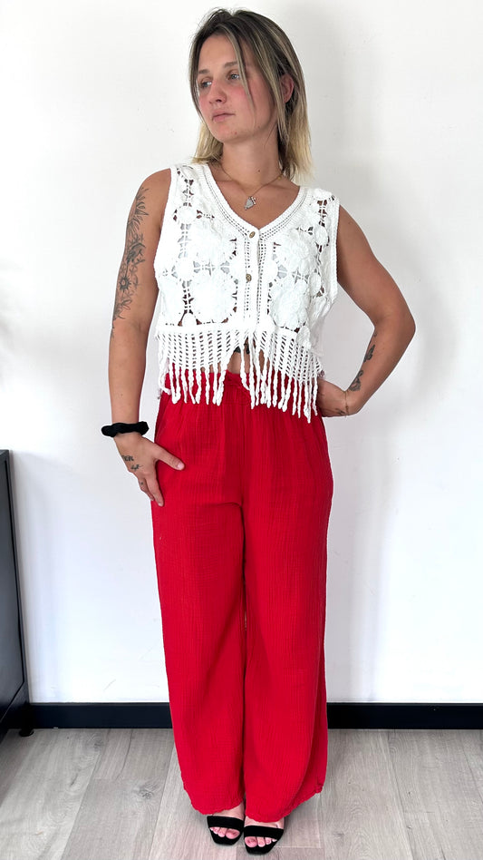 Pantalon Large Gaze de Coton DOLCE – Rouge